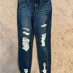 Distressed Blue Jeans